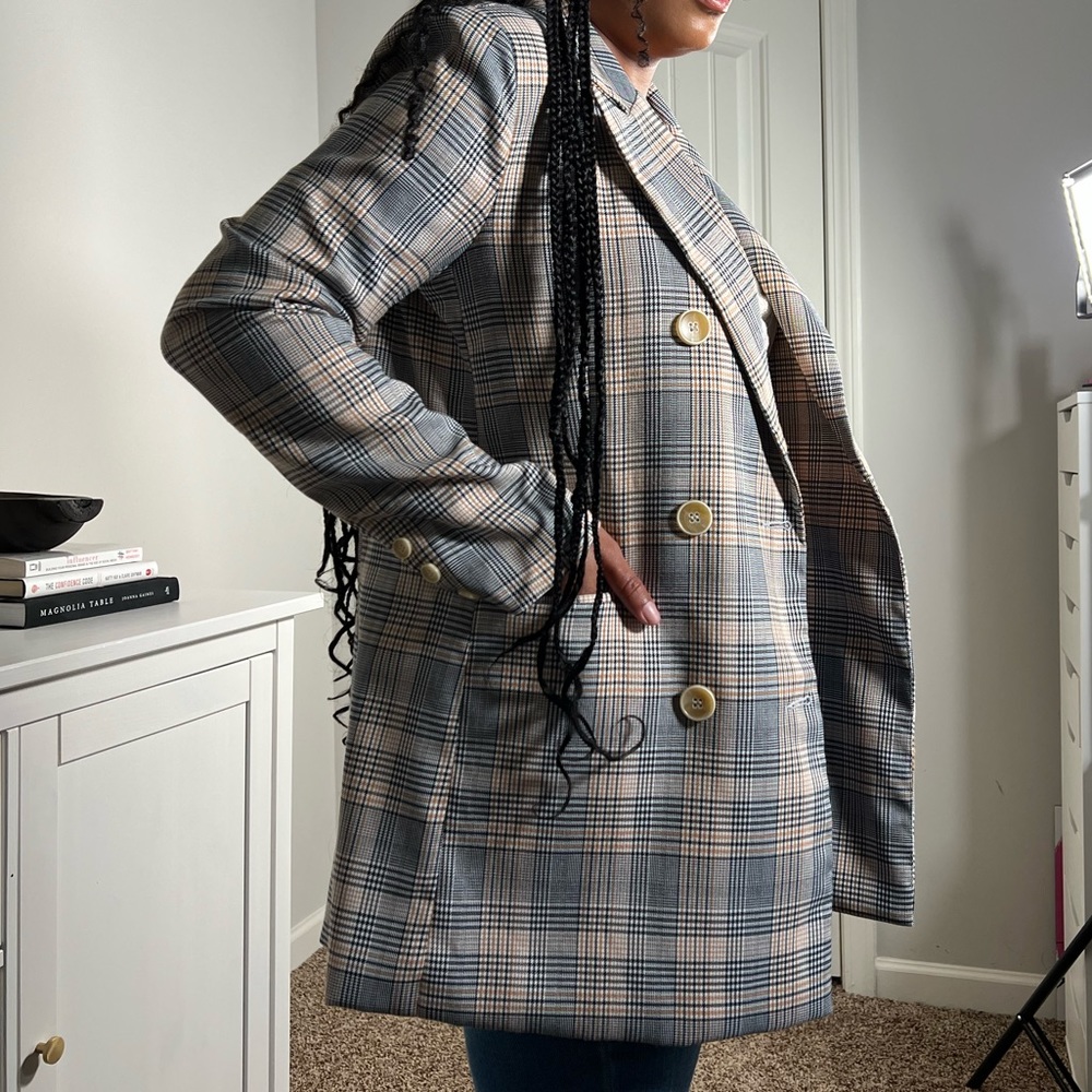 NASTY GAL oversize plaid blazer